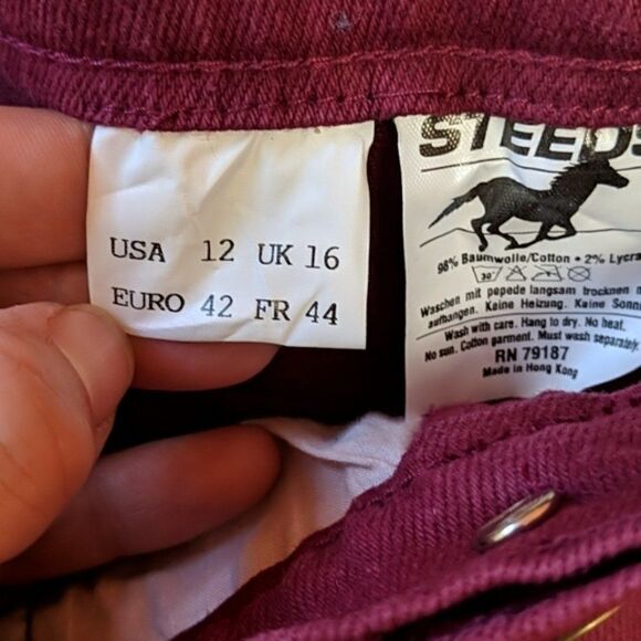 Steeds Stretch Denim Riding Jeans 12 Burgundy - Picture 4 of 11